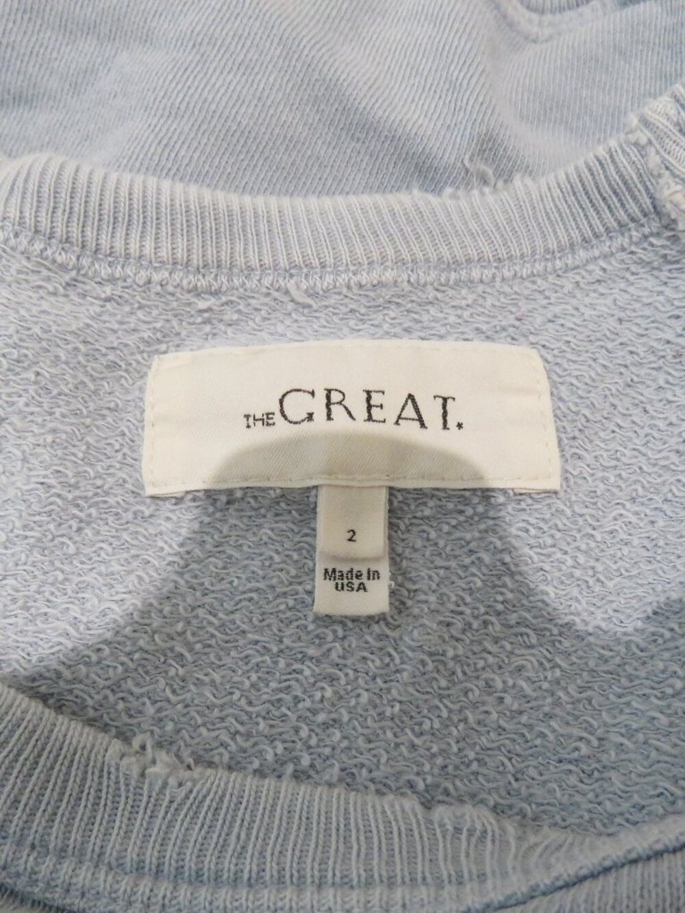 THE GREAT. The College Sweatshirt With Swan Graphic in Pale Blue Size 2 / Medium - Picture 15 of 15